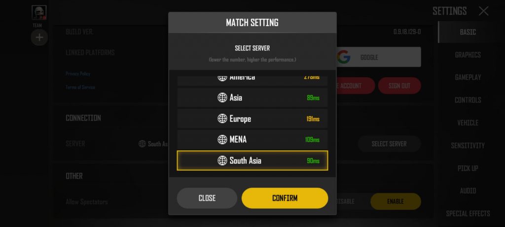 Confirm - How to Change Server Location in PUBG New State